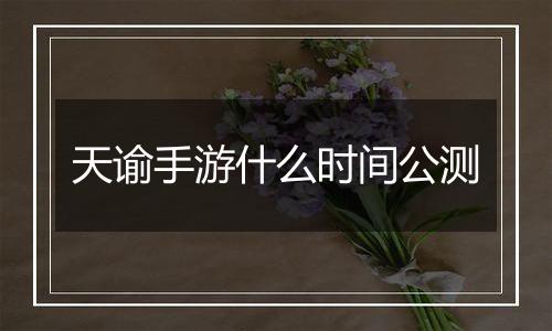 天谕手游什么时间公测