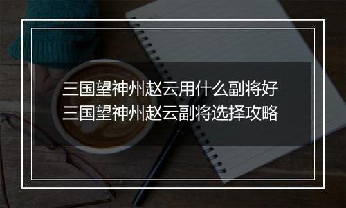 三国望神州赵云用什么副将好 三国望神州赵云副将选择攻略