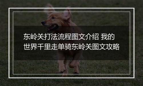 东岭关打法流程图文介绍 我的世界千里走单骑东岭关图文攻略