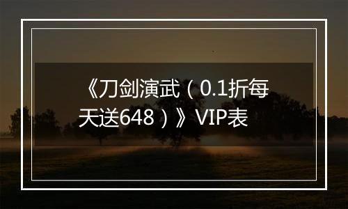 《刀剑演武（0.1折每天送648）》VIP表