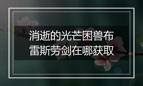 消逝的光芒困兽布雷斯劳剑在哪获取