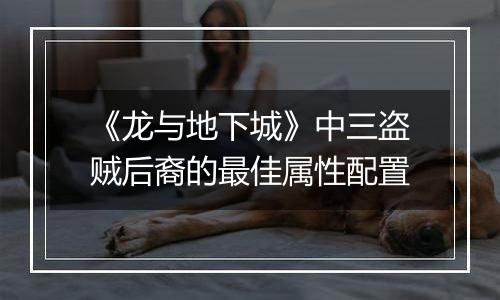 《龙与地下城》中三盗贼后裔的最佳属性配置