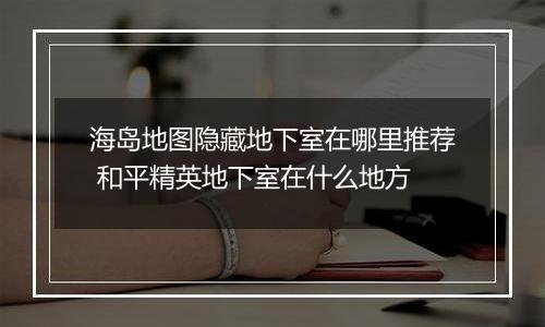 海岛地图隐藏地下室在哪里推荐 和平精英地下室在什么地方