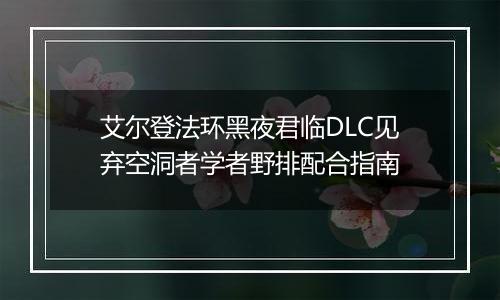 艾尔登法环黑夜君临DLC见弃空洞者学者野排配合指南