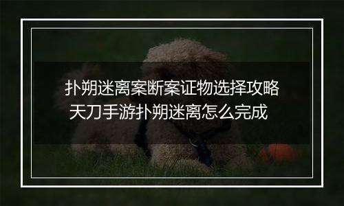 扑朔迷离案断案证物选择攻略 天刀手游扑朔迷离怎么完成