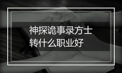 神探诡事录方士转什么职业好