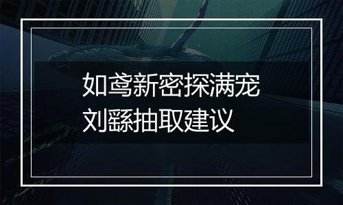 如鸢新密探满宠刘繇抽取建议