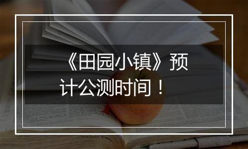 《田园小镇》预计公测时间！