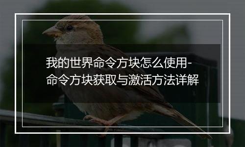 我的世界命令方块怎么使用-命令方块获取与激活方法详解