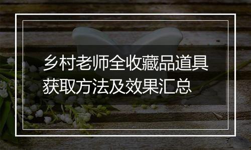 乡村老师全收藏品道具获取方法及效果汇总
