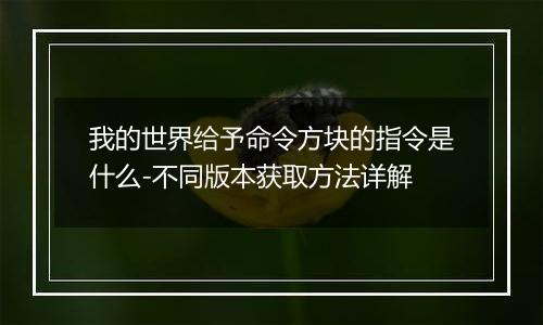 我的世界给予命令方块的指令是什么-不同版本获取方法详解