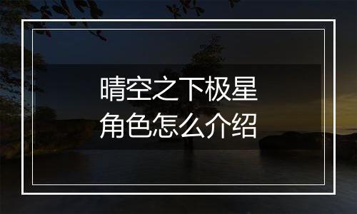 晴空之下极星角色怎么介绍