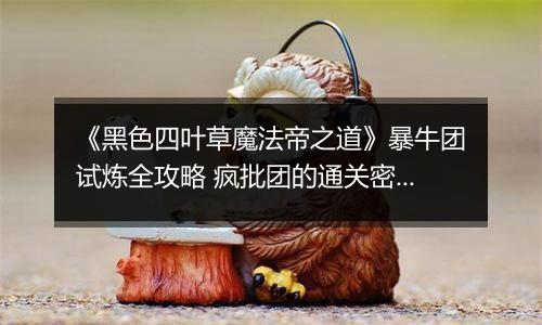 《黑色四叶草魔法帝之道》暴牛团试炼全攻略 疯批团的通关密码