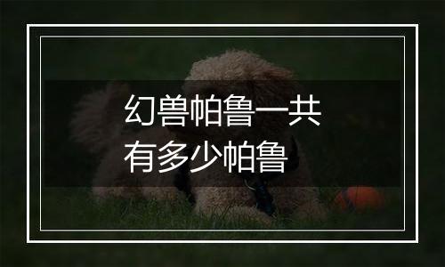 幻兽帕鲁一共有多少帕鲁