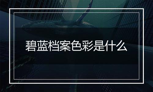 碧蓝档案色彩是什么